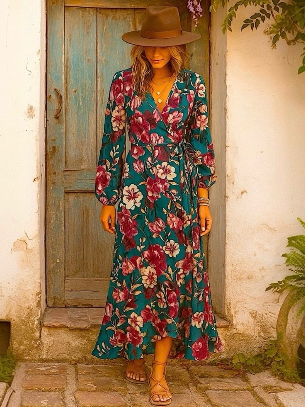 Band of the Free Floral Wrap Dress 
Size Medium NWT